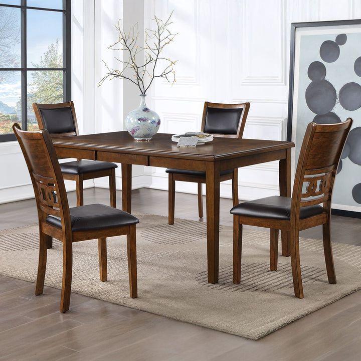 Gia 5 Pc 60" Dining Table &amp; 4 Chairs-Brown