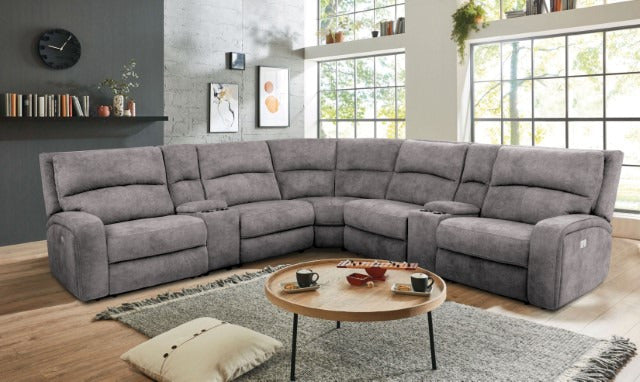 Apostolos Power Sectional, Light Gray - view 2