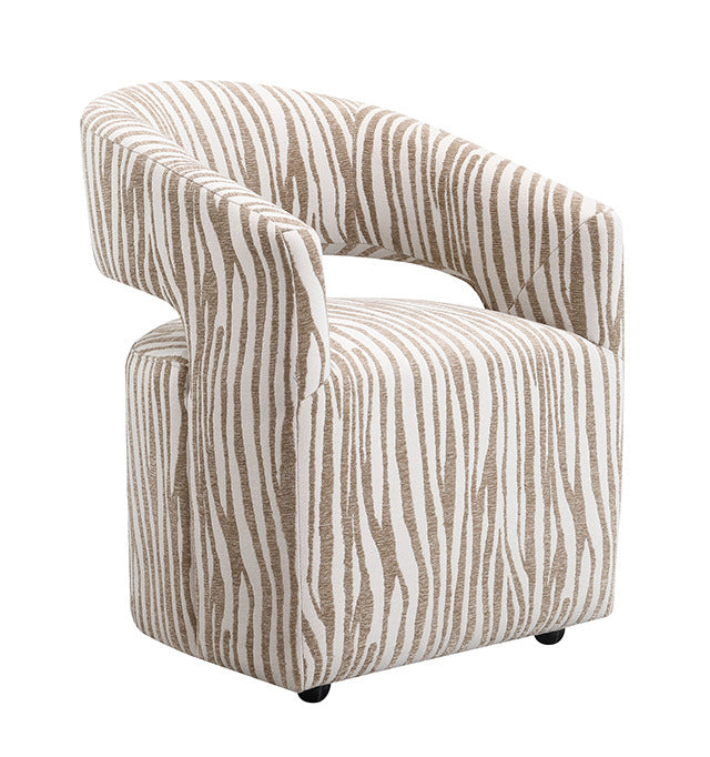 Tresa Dining Arm Chair W/ Casters, Meerkat Beige