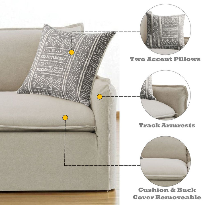 Upendo Sofa W/2 Pillows – features callout