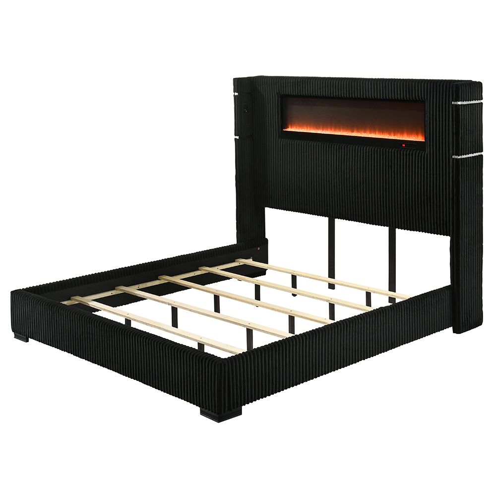 Garner Queen Bed w/Fireplace, LED, Reading Light, Speaker, Bluetooth & USB – view 3