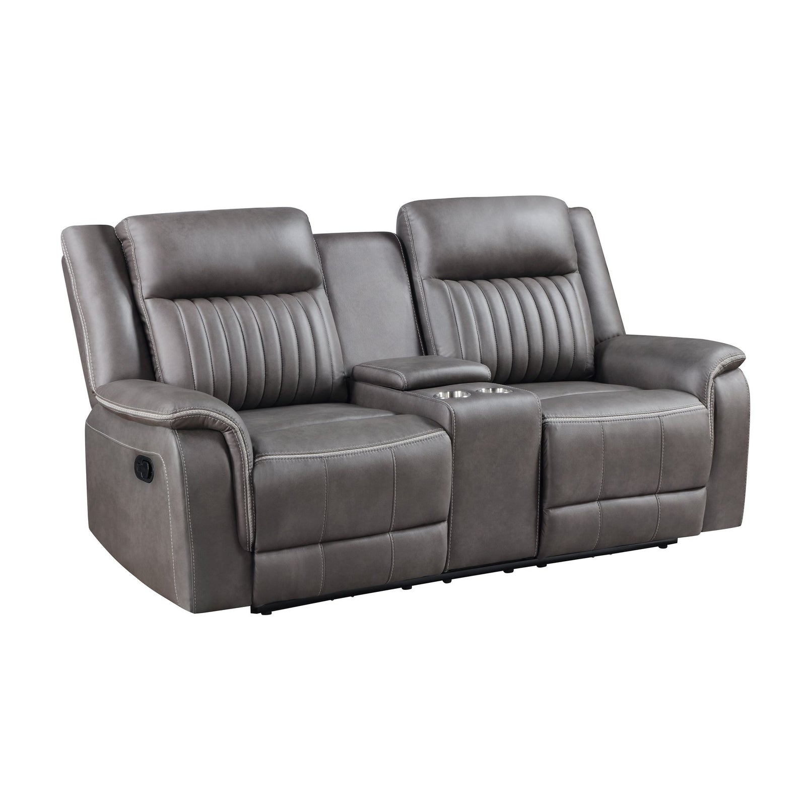 Enzo  Console Loveseat W/ Dual Recliners--Gray