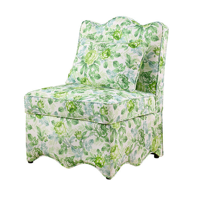 Hemsworth Accent Chair, Seaside Cabbage Rose Green/White