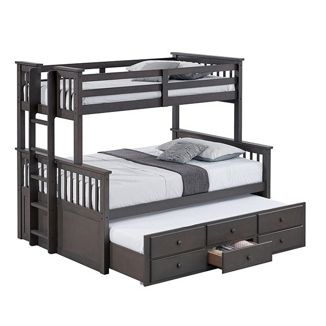 University Twin/Full Bunk Bed, Stain Gray