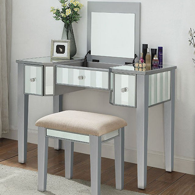 Joyce Vanity W/ Stool, Silver