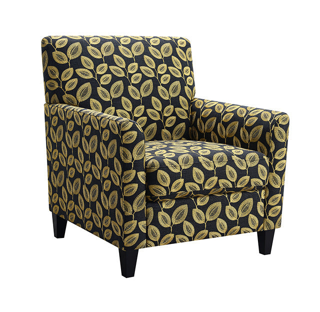 Ivey Acent Chair, Botanical Black/Gold