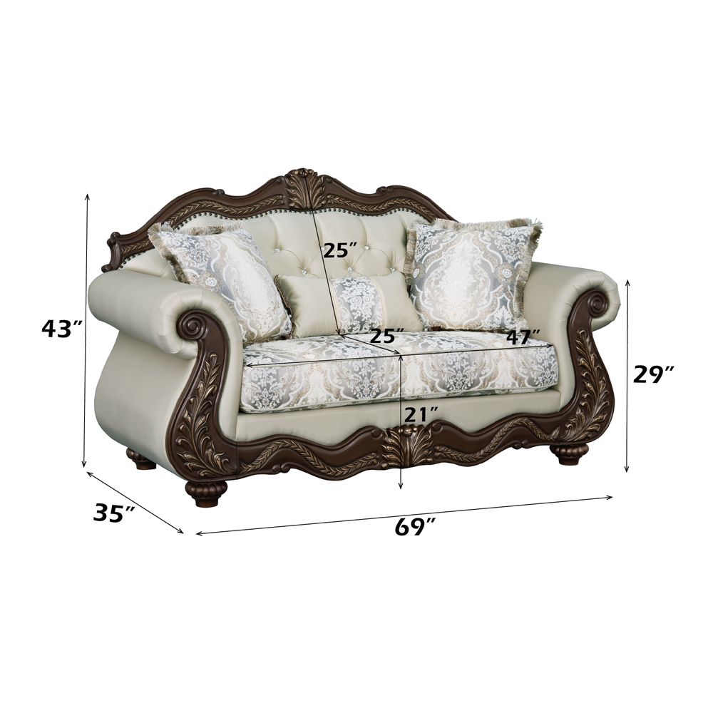 Pierce Loveseat w/3 Pillows – dimensions diagram
