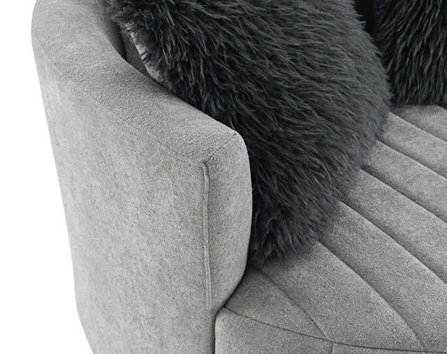 Hoople Channel Tufted Swivel Chair, Light Gray - view 4