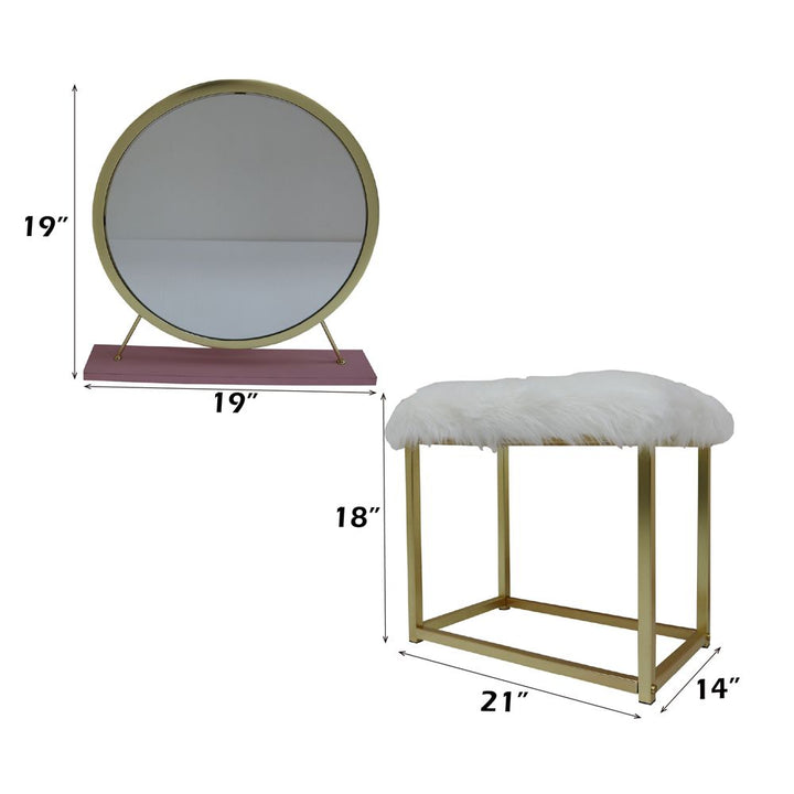 Adao Vanity Mirror &amp; Stool – dimensions diagram