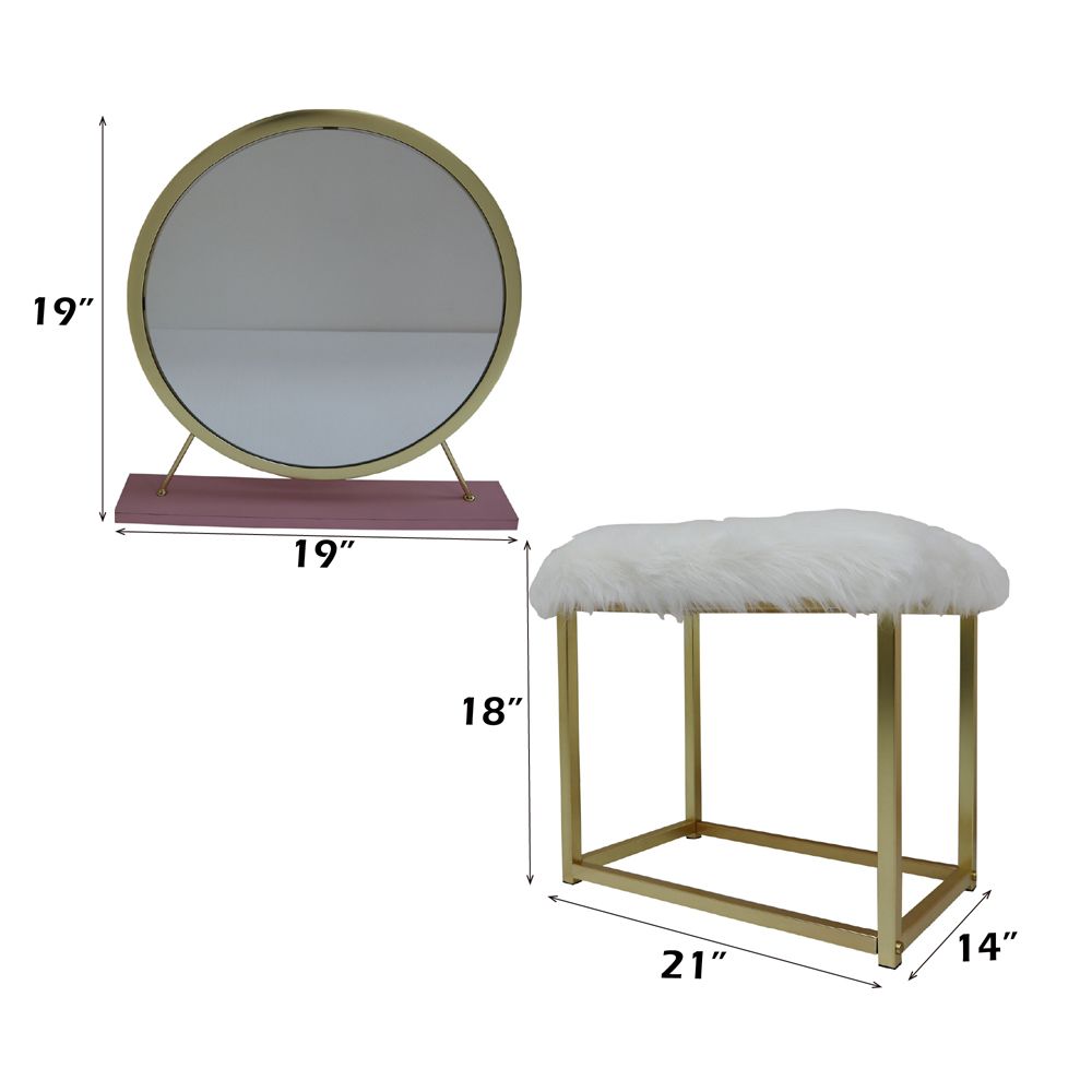 Adao Vanity Mirror & Stool – dimensions diagram