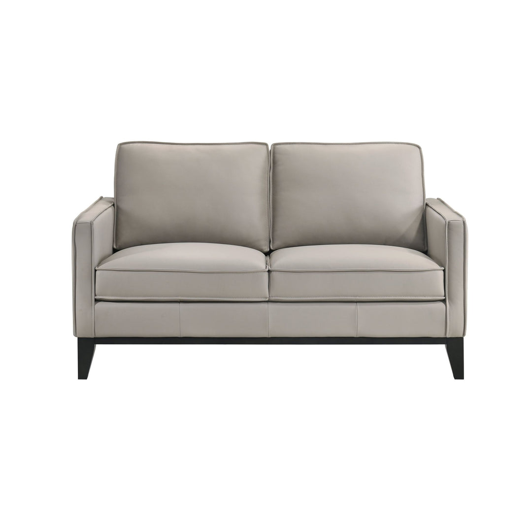 Aaron Leather Loveseat-Mist Gray