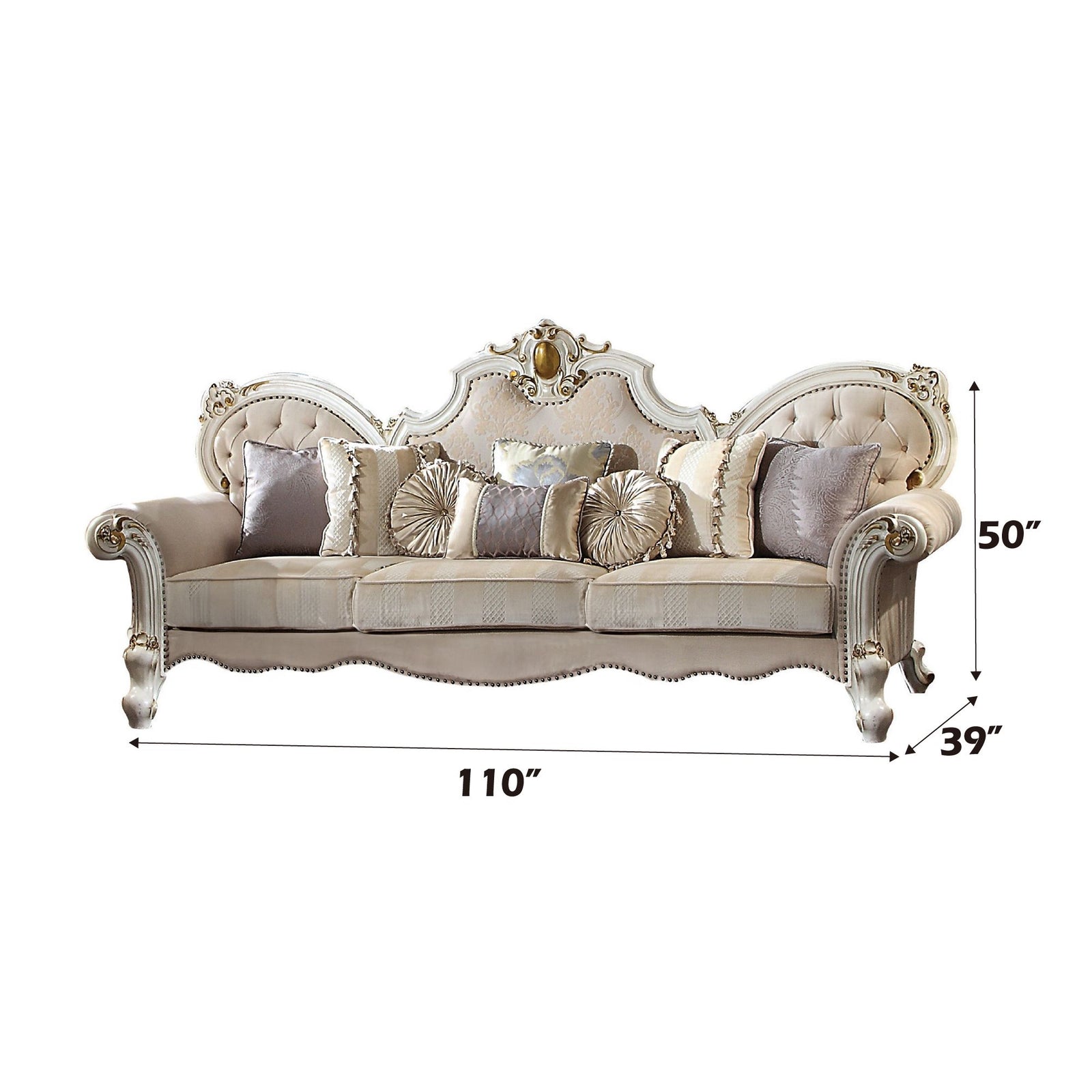 Picardy Oversized Sofa W/8 Pillows – dimensions diagram