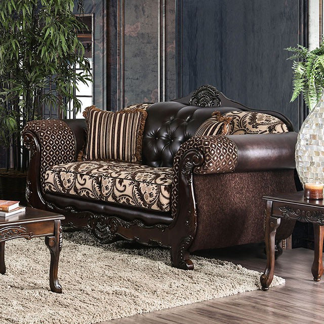 Quirino Love Seat, Light Brown/Dark Brown