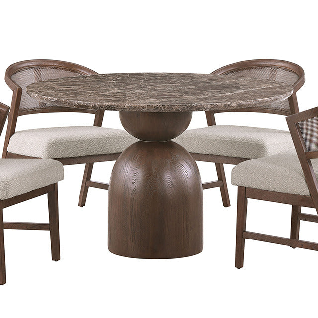 Cirava Round Dining Table, Dark Brown/Walnut - view 3