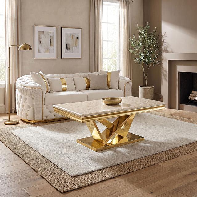 Villarsglane Coffee Table, Beige/Gold - view 4