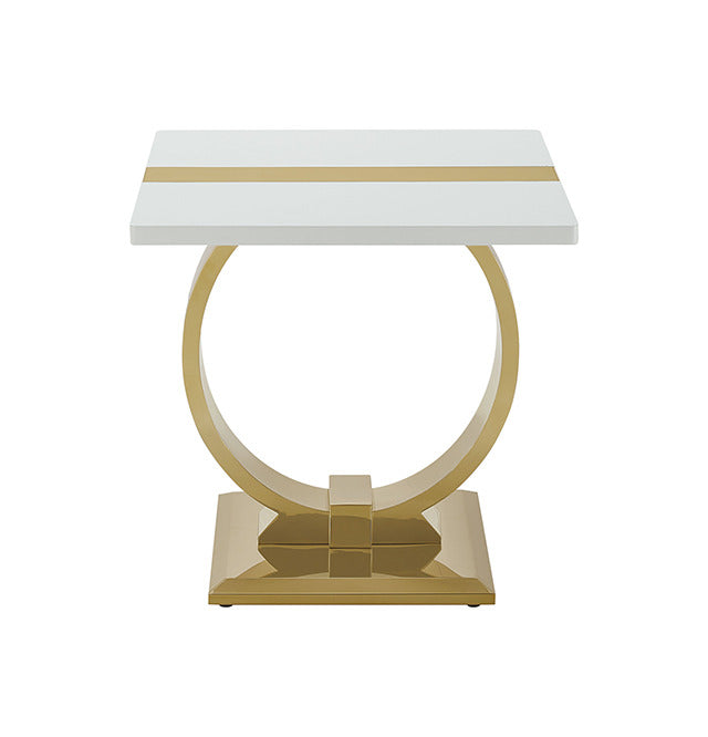 Horve End Table, Gold/White - view 2