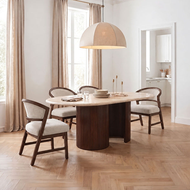 Narvik 5 Pc. Dining Table Set, Light Beige/Walnut - view 5