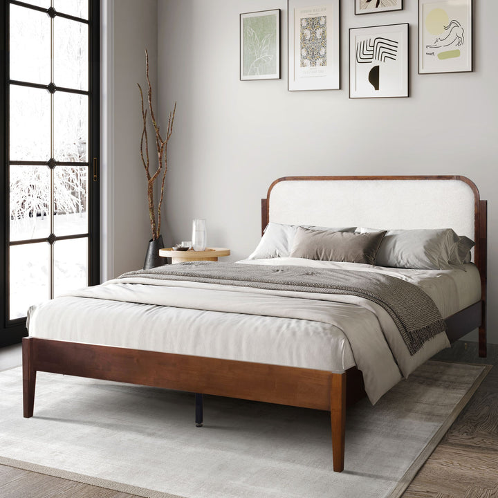 Hawthorne 5/0 Queen White Upholstered Platform Headboard-Waln