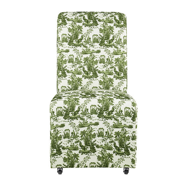 Durham Dining Chair W/ 4 Casters, Seaside Cabbage Rose Green/White - view 2