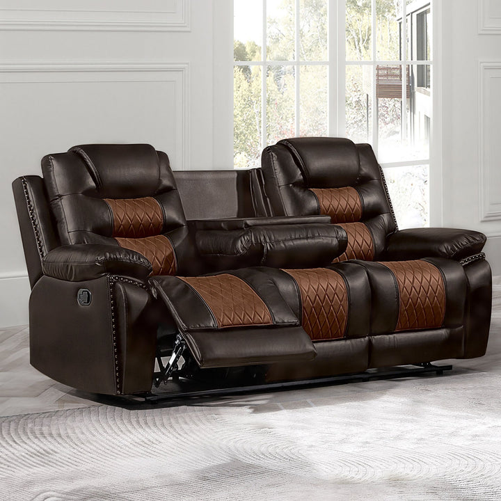 Nikko  Sofa W/dual Recliner-Brown