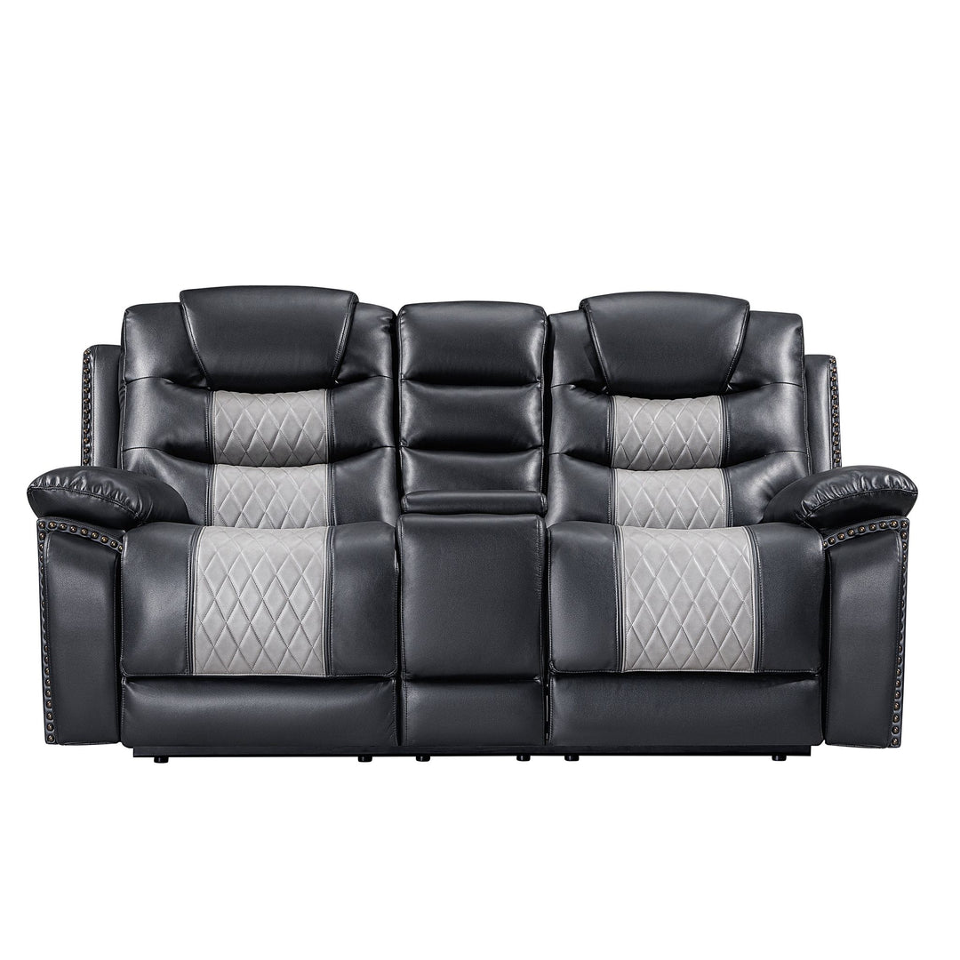Nikko Console Loveseat W/pwr Fr-Black/gray