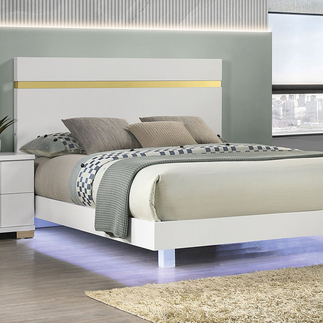 Lillestrom 5 Pc Queen Bedroom Set, Gold/White