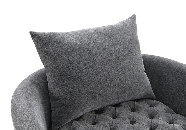 Sofi Button Tufted Swivel Chair, Dark Gray - view 3