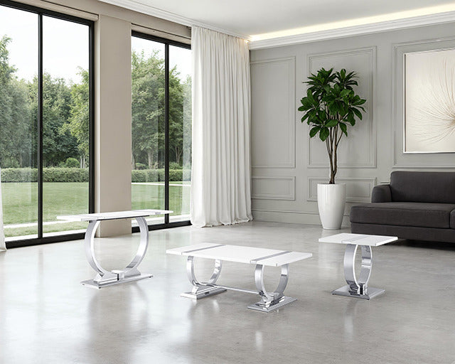 Horve End Table, Silver/White - view 6
