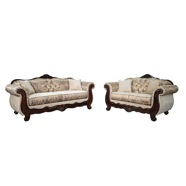 Paolini Oversized Sofa + Loveseat, Light Brown/Dark Cherry - view 2