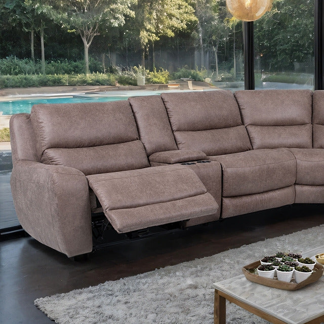Demetrius Power Sectional, Slate Brown