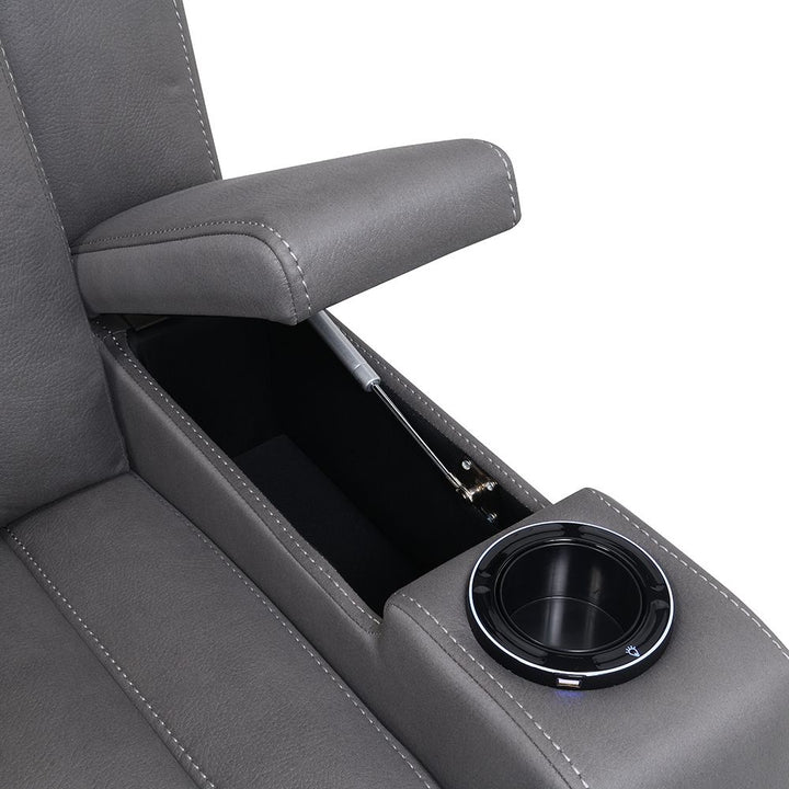 Leuco Power Motion Recliner with Cup Holder, Control, LED &amp; Power Headrest