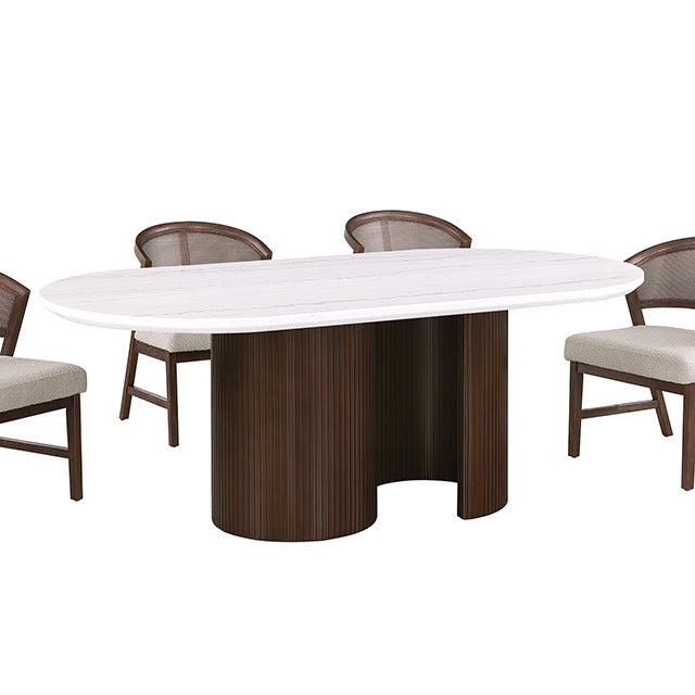 Narvik Oval Dining Table, White/Walnut - view 4