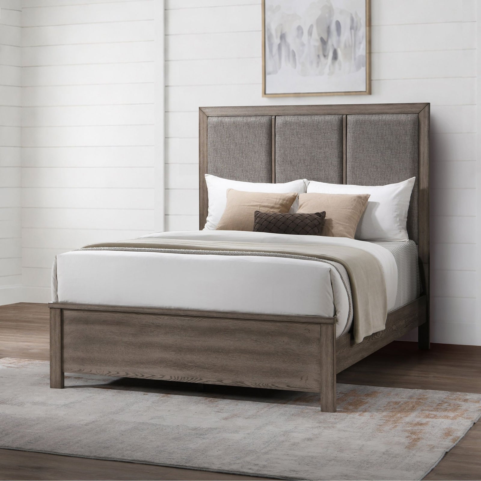 Harrisburg 5/0 Q Headboard, Footboard & Slat Kit-Walnut