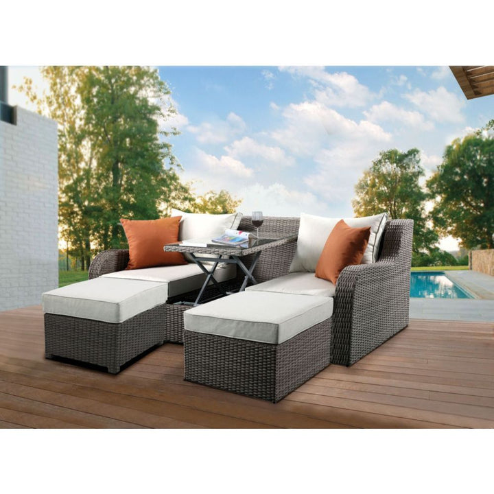 Salena Patio Sofa with 2 Pillows &amp; 2 Ottomans