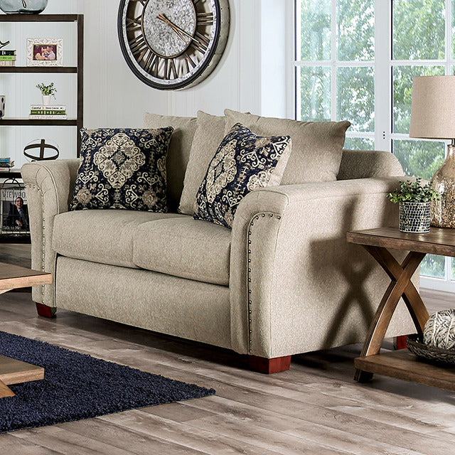 Belsize Loveseat, Beige/Navy