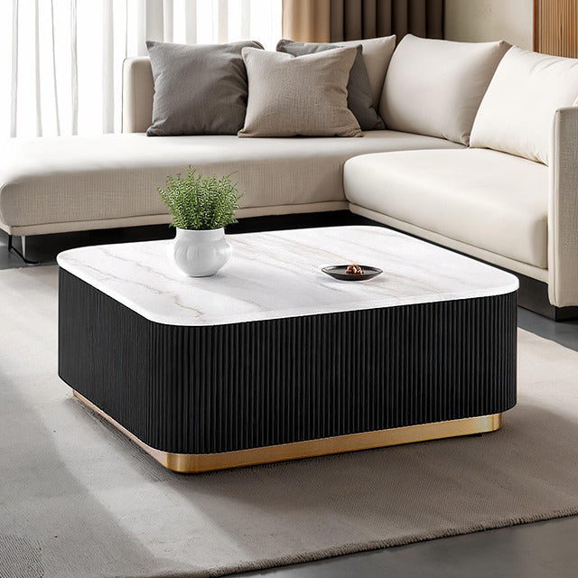 Virden Square Cocktail Table, Black/White/Gold - view 2