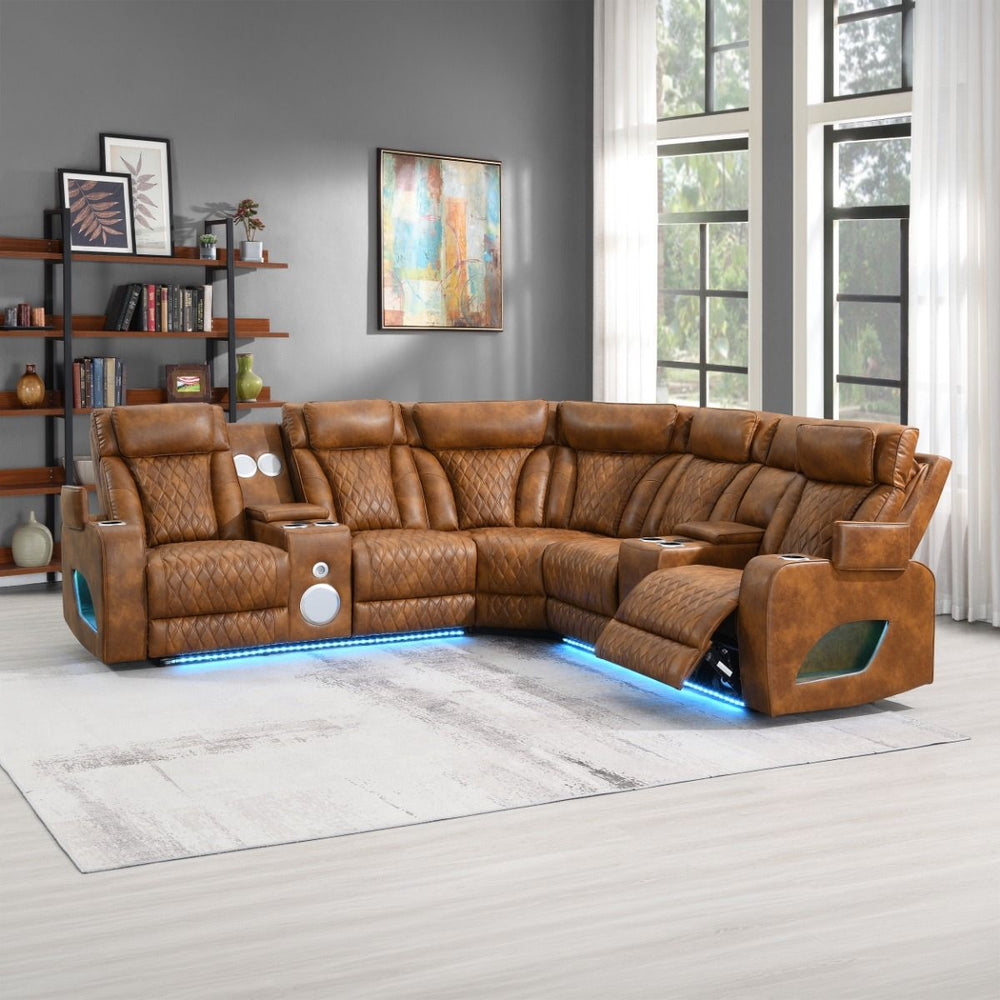 Taddeo Power Motion Sectional Sofa Set with Power Headrest, Massage & LED