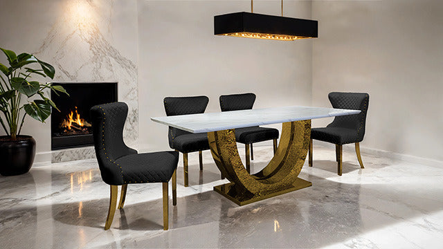 Portanova 7 Pc Dining Table Set, Gold - view 2