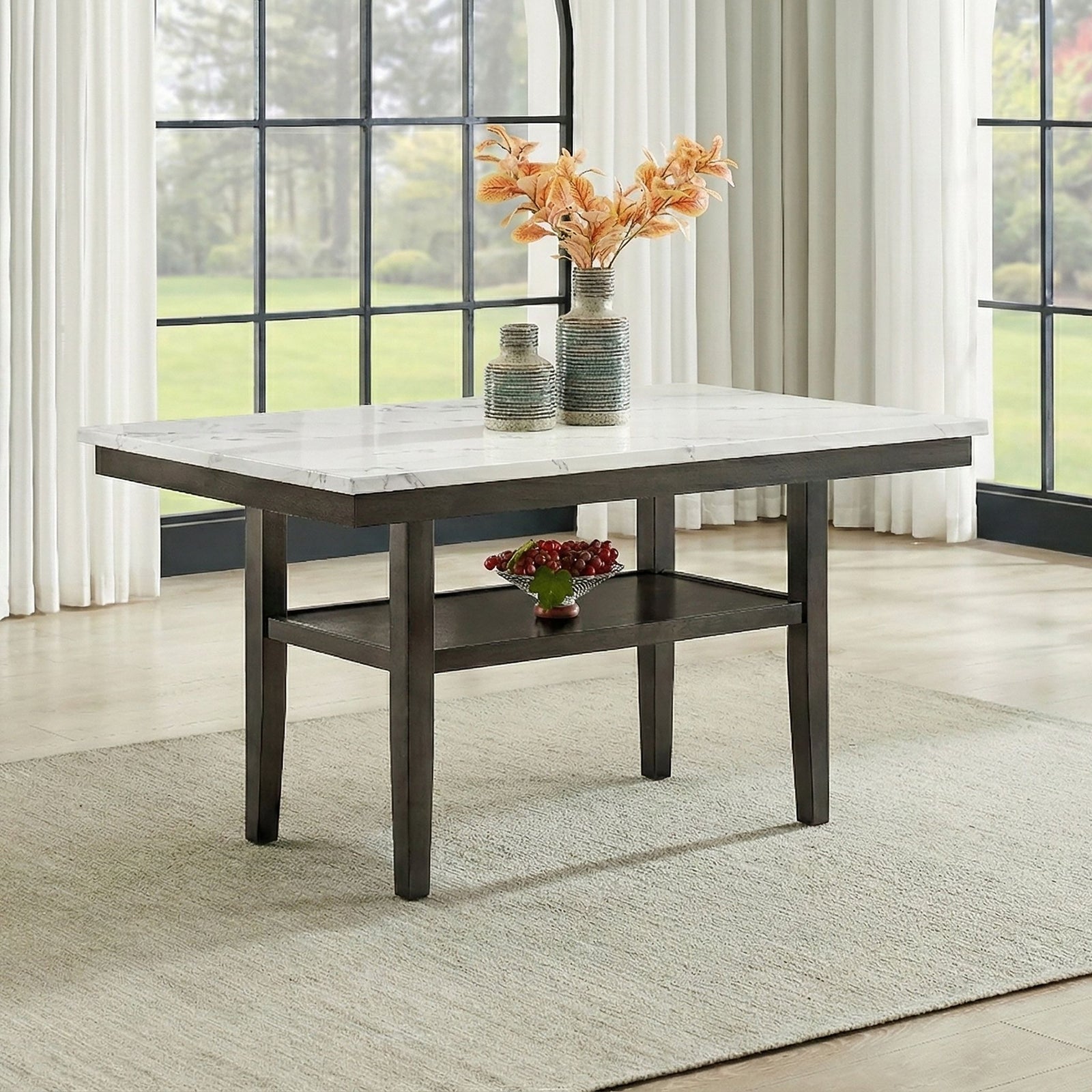 Carissa 60" Rectangle Dining Table W/storage Shelf