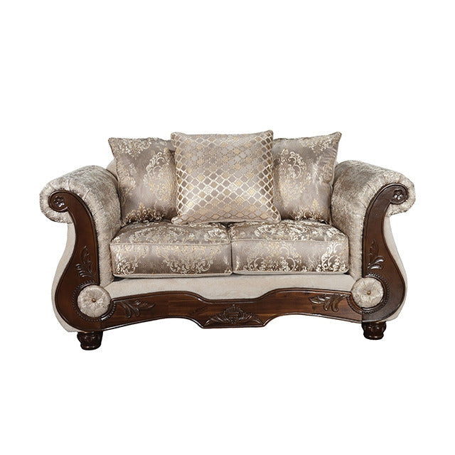 Fasciano Oversized Sofa + Loveseat, Beige Tan/Dark Cherry - view 2