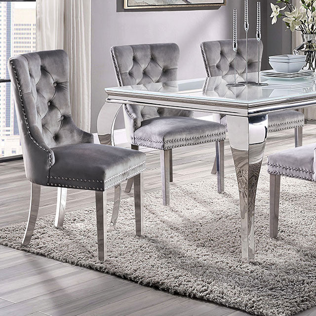 Neuveville Dining Table, White/Chrome