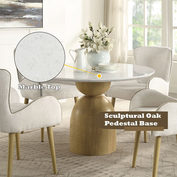 Kala Round Dining Table with Marble Top