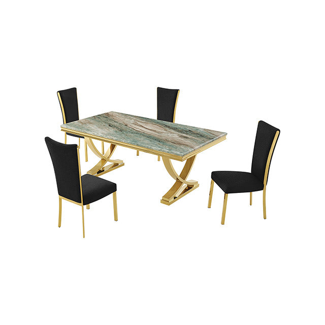 Wadenstil Dining Table, Gold/Green