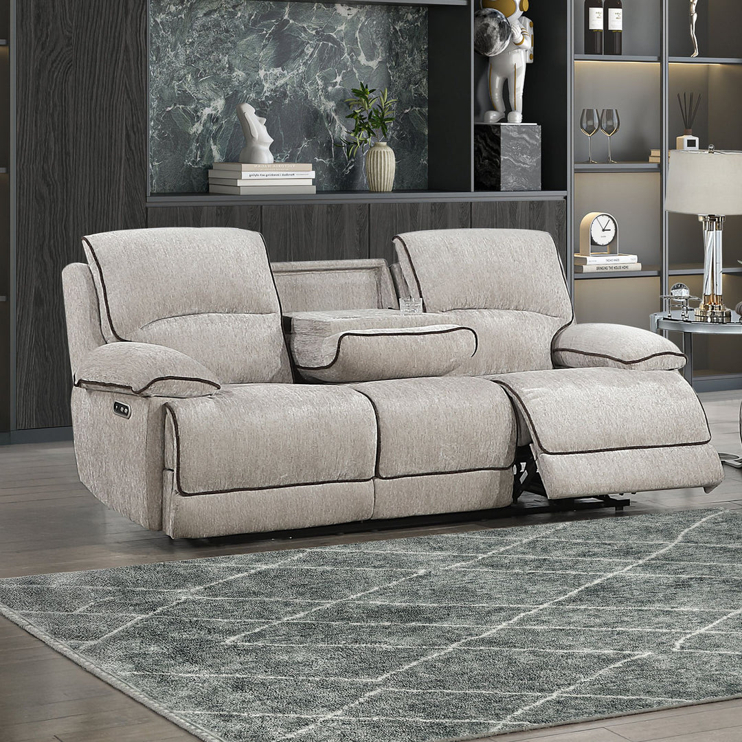 Camden Dual Reclining Sofa W/pwr Hr & Fr-Brown
