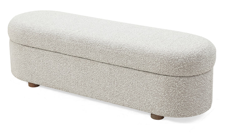 Modus Furniture Mqnb88 Kiki Upholstered Hinged Storage Bench In Cotton Ball Boucle