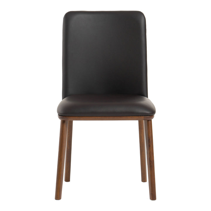 Utah - Modern Walnut and Brown Eco-Leather Dining Chair- Set of 2