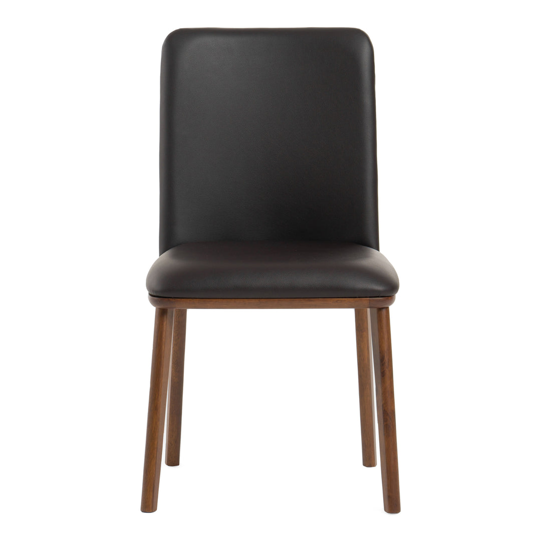 Utah - Modern Walnut and Brown Eco-Leather Dining Chair- Set of 2
