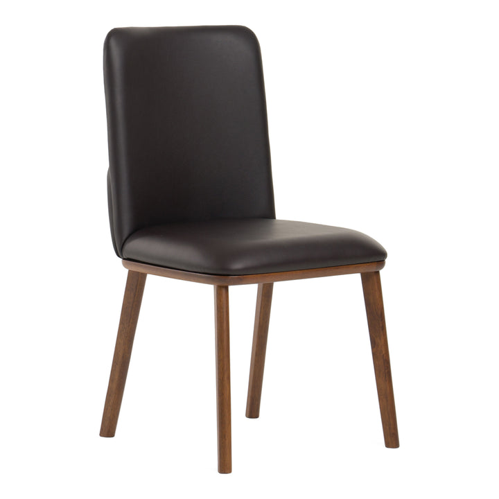 Utah - Modern Walnut and Brown Eco-Leather Dining Chair- Set of 2