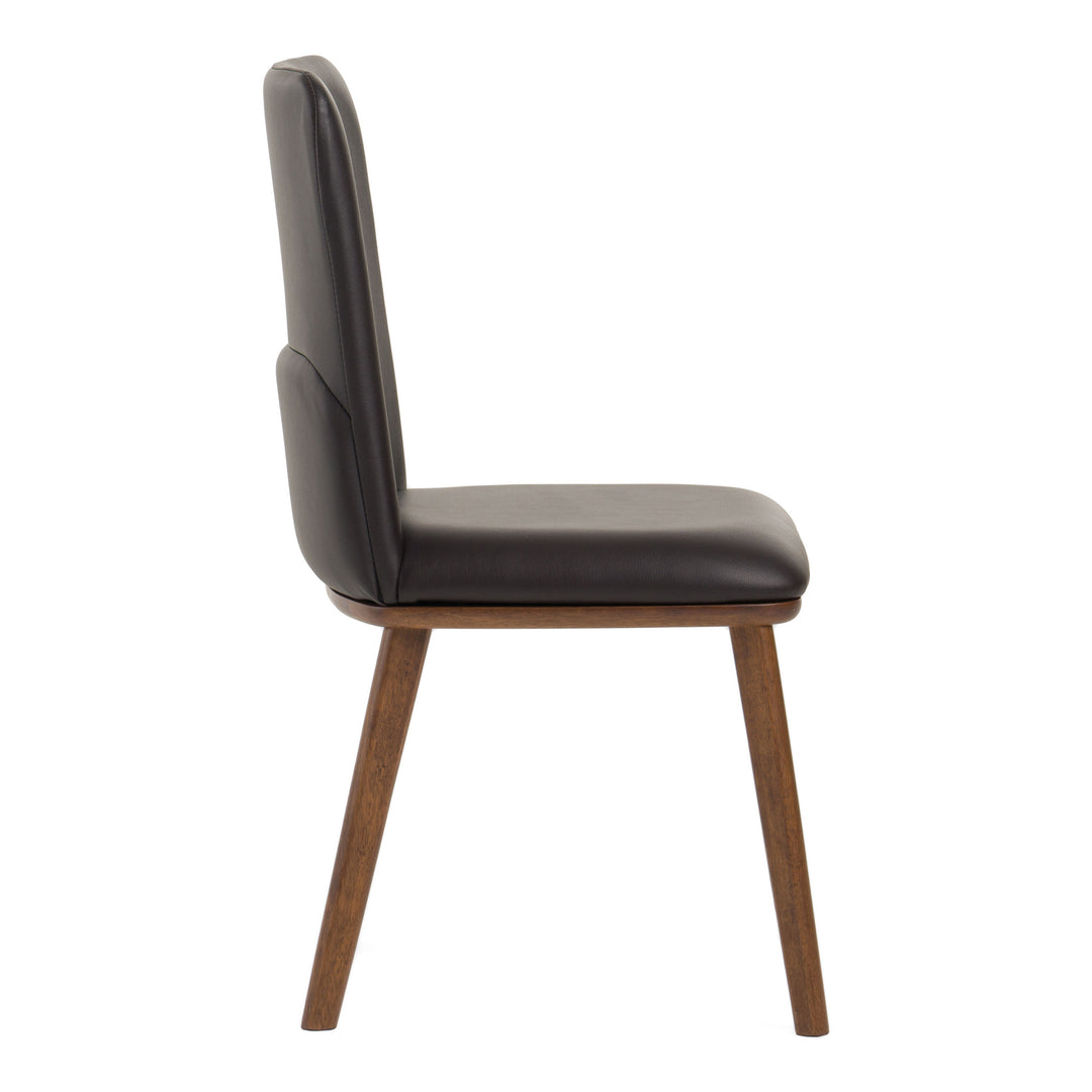 Utah - Modern Walnut and Brown Eco-Leather Dining Chair- Set of 2