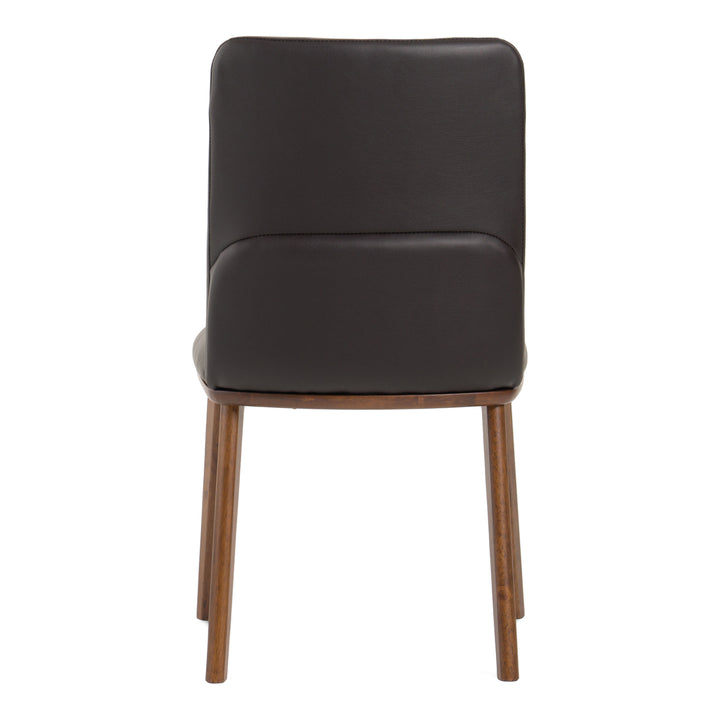 Utah - Modern Walnut and Brown Eco-Leather Dining Chair- Set of 2